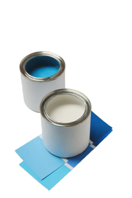 blue paint buckets